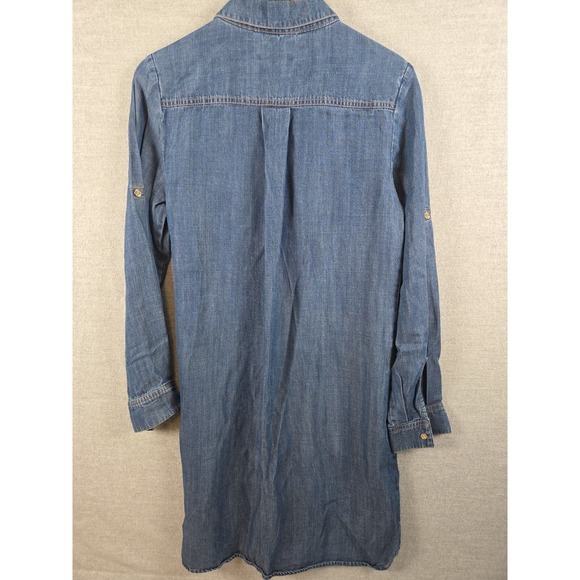 Tommy Hilfiger Denim Shirt Dress Womens 8 Boho Long Sleeve Button Up Collared - Picture 9 of 10